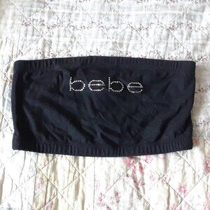 Vintage 90s bebe Tube Top Rhinestone Logo L